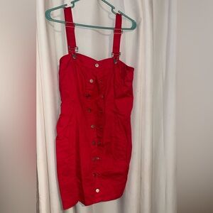 Elegant Red Button-Down Dress